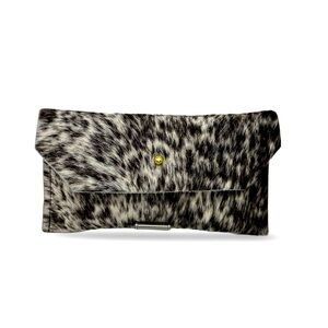 Women owned handmade cowhide clutch wallet, black-and-white NWT